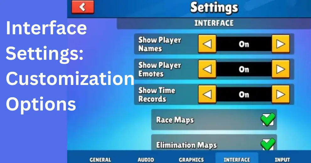 All Stumble Guys Settings Menu 8 Interface Settings Customization Options
5. Enable/Disable Player Names and Emotes